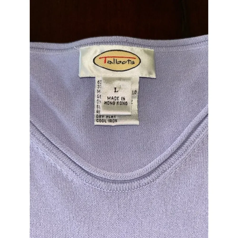 Talbots Size Large V-Neck Lavender Long Sleeve‎ Sweater